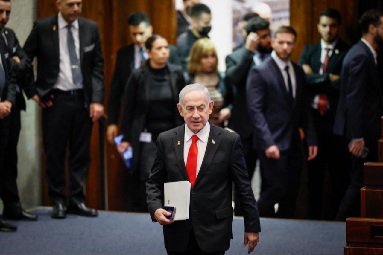 Israeli Prime Minister Benjamin Netanyahu during a debate in the Knesset in western Jerusalem, Israel on January 19, 2026. (Photo via Israeli Parliament)