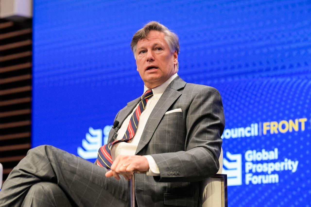 This image shows Christopher Landau, a former U.S. Ambassador to Mexico and current Deputy Secretary of State, speaking at a Global Prosperity Forum event hosted by the Atlantic Council on April 9, 2026. (Photo via Atlantic Council)
