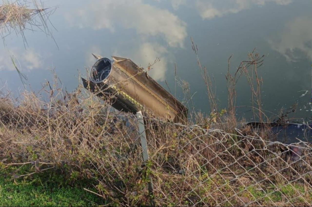 A piece of ordnance fired from Iran, which crossed Iraqi and Syrian airspace before being destroyed in mid-air, landed in Dortyol district of Hatay, Türkiye, March 4, 2026. (IHA Photo)