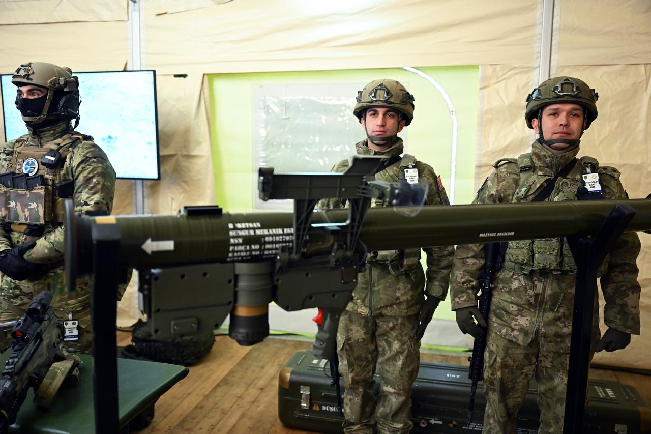 Turkish Armed Forces personnel display military equipment during NATO’s “Steadfast Dart 2026” exercise, in Hamburg, Germany, Feb. 19, 2026. (AA Photo)