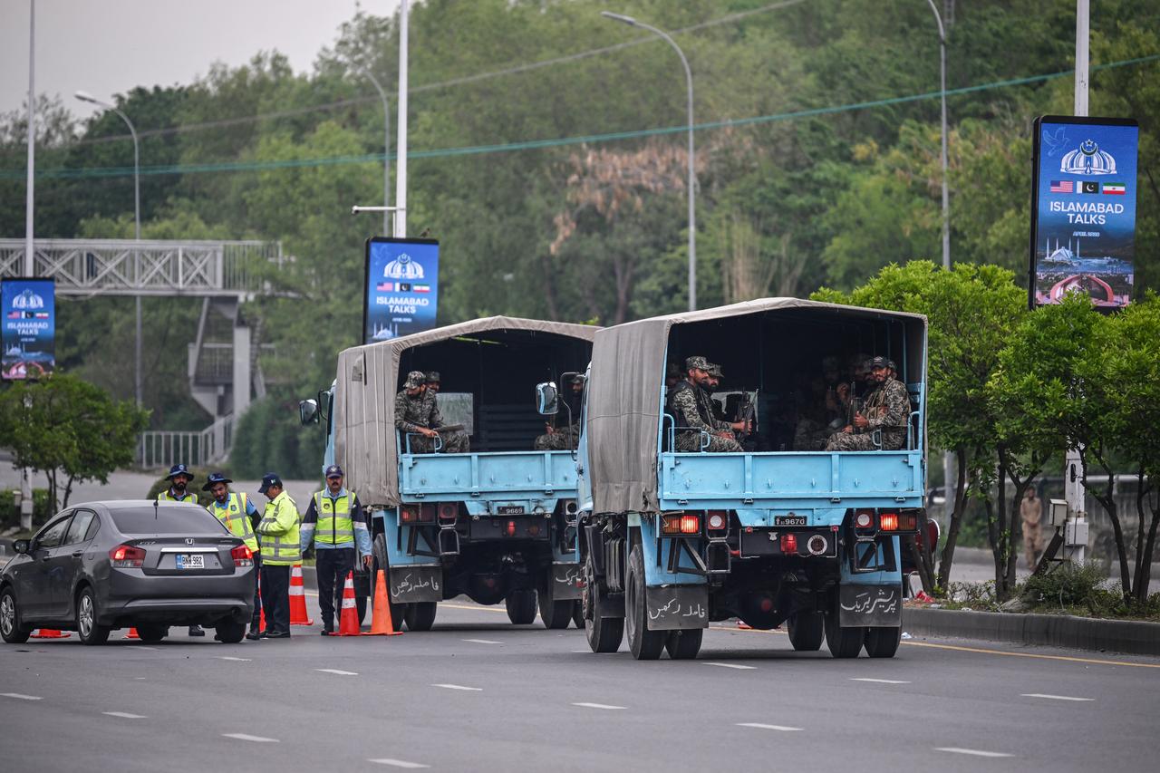 Pakistani Rangers arrive at the Red Zone area ahead of US–Iran peace talks in Islamabad, Pakistan on April 11, 2026. (AFP Photo)