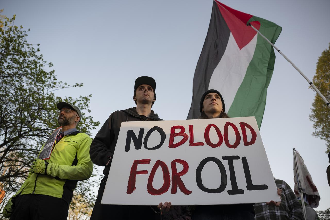 Anti-war demonstrators stage a protest near the White House against the United States and Israel's attack on Iran, in Washington DC, United States on April 7, 2026. (AA Photo)