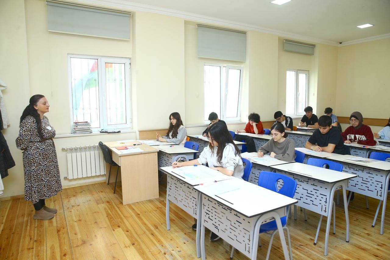 Candidates took numerical ability and basic mathematics tests in Türkiye’s international exam. Baku, Azerbaijan, April 12, 2026. (AA Photo)