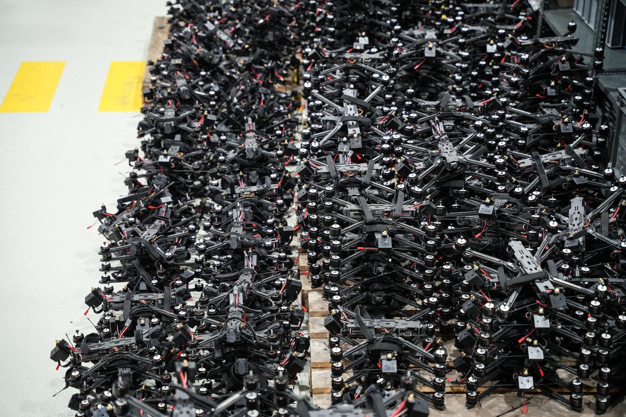 The Skydagger's kamikaze drones are on display at the company's production facility at an undisclosed location, April 10, 2026. (IHA Photo)