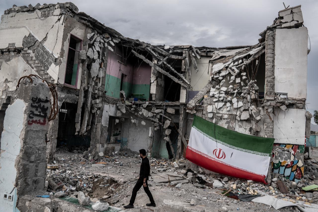 The remains of the Shajarat al-Tayyiba Primary School, which was bombed on February 28, 2026, resulting in the deaths of 168 students, are seen in the city of Minab, Iran, on March 31, 2026. (AA Photo)