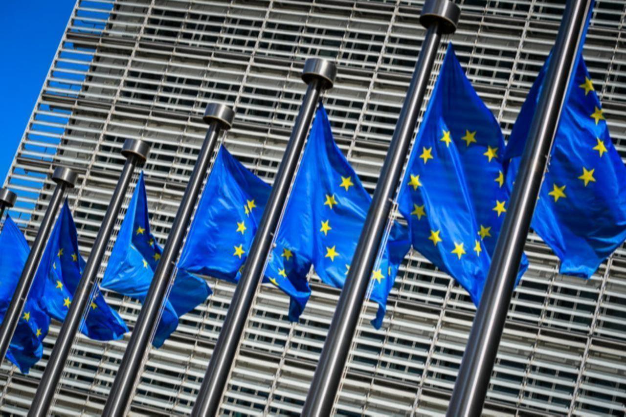 European Union flags stand outside the Berlaymont building, the European Commission’s headquarters, in Brussels, Belgium, Aug. 5, 2020. (AFP Photo)