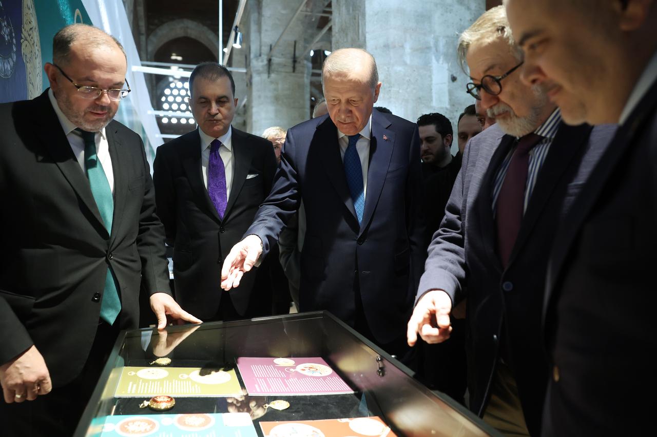 Turkish President Recep Tayyip Erdogan visits the “Magnificent Pocket Watch Collection” exhibition, curated by collector Mehmet Cebi, at the Tophane-i Amire Culture and Arts Center in Istanbul, Türkiye, April 11, 2026. (AA Photo)
