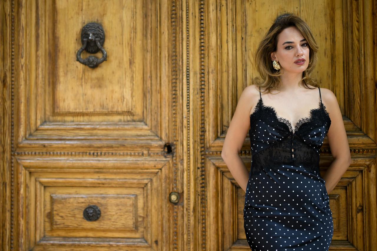 Turkish actress Seda Bakan poses for a photo during an exclusive interview, stating that Turkish TV series have an incredible influence abroad and that their impact is visible across many fields, during her promotional visit to Madrid, Spain, April 9, 2026 (AA Photo)
