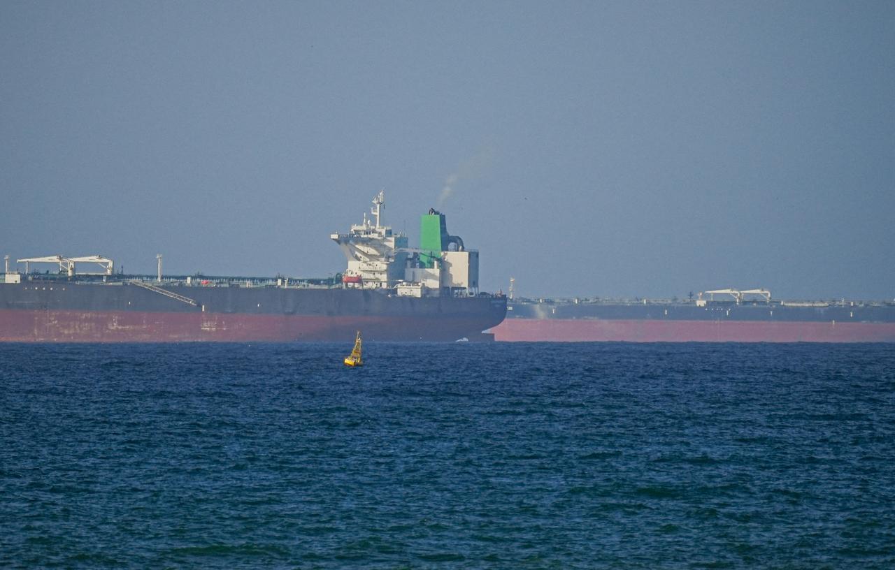 A ship waits to pass through the Strait of Hormuz following the two-week temporary ceasefire between the US and Iran, in Oman, April 8, 2026. (AA Photo)