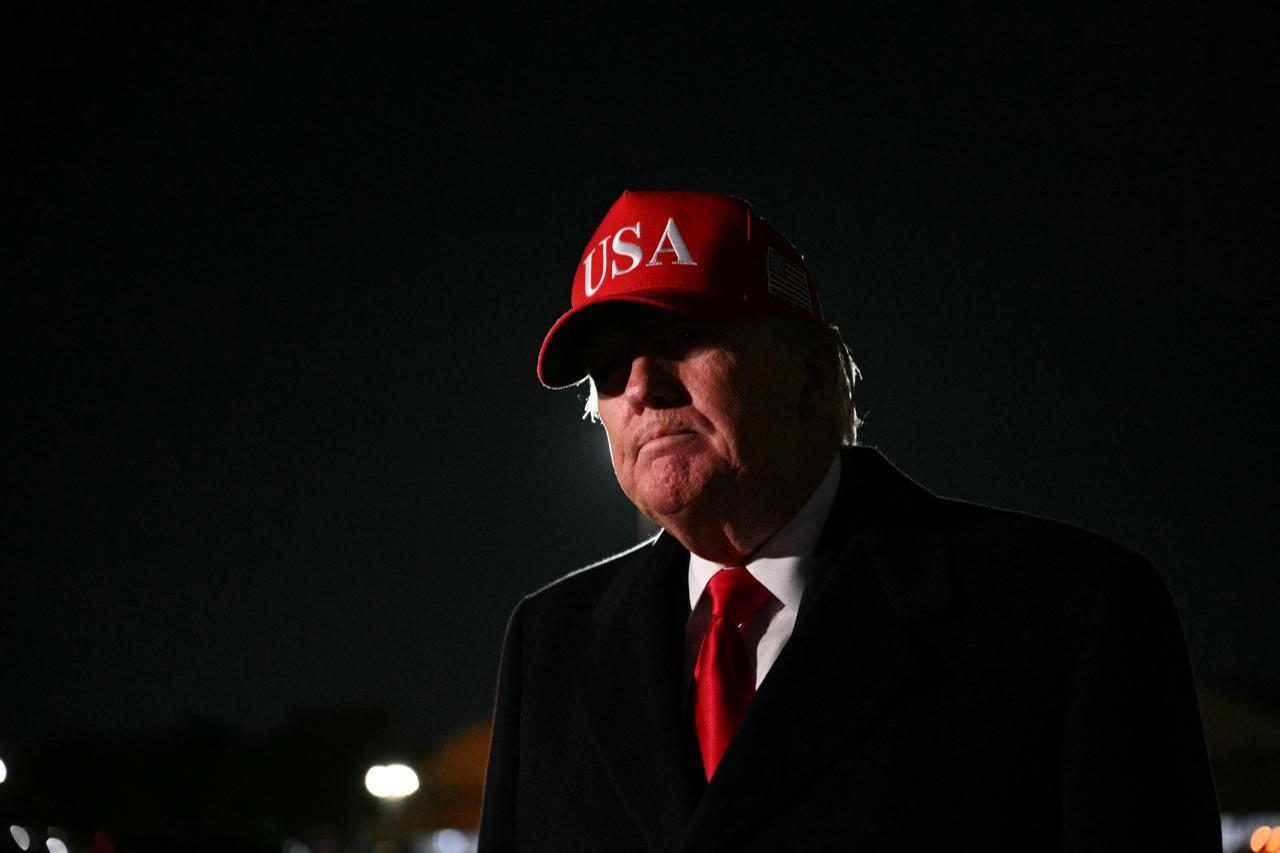 US President Donald Trump speaks to the press upon arrival at Joint Base Andrews in Maryland on April 12, 2026. (AFP Photo)