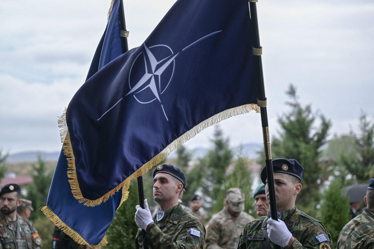 Members of the NATO-led peacekeepers in Kosovo (KFOR) attend the change of command ceremony at the Headquarters of the NATO-led KFOR Mission, in Camp Film City in Pristina, Kosovo on October 11, 2024 (AFP Photo)