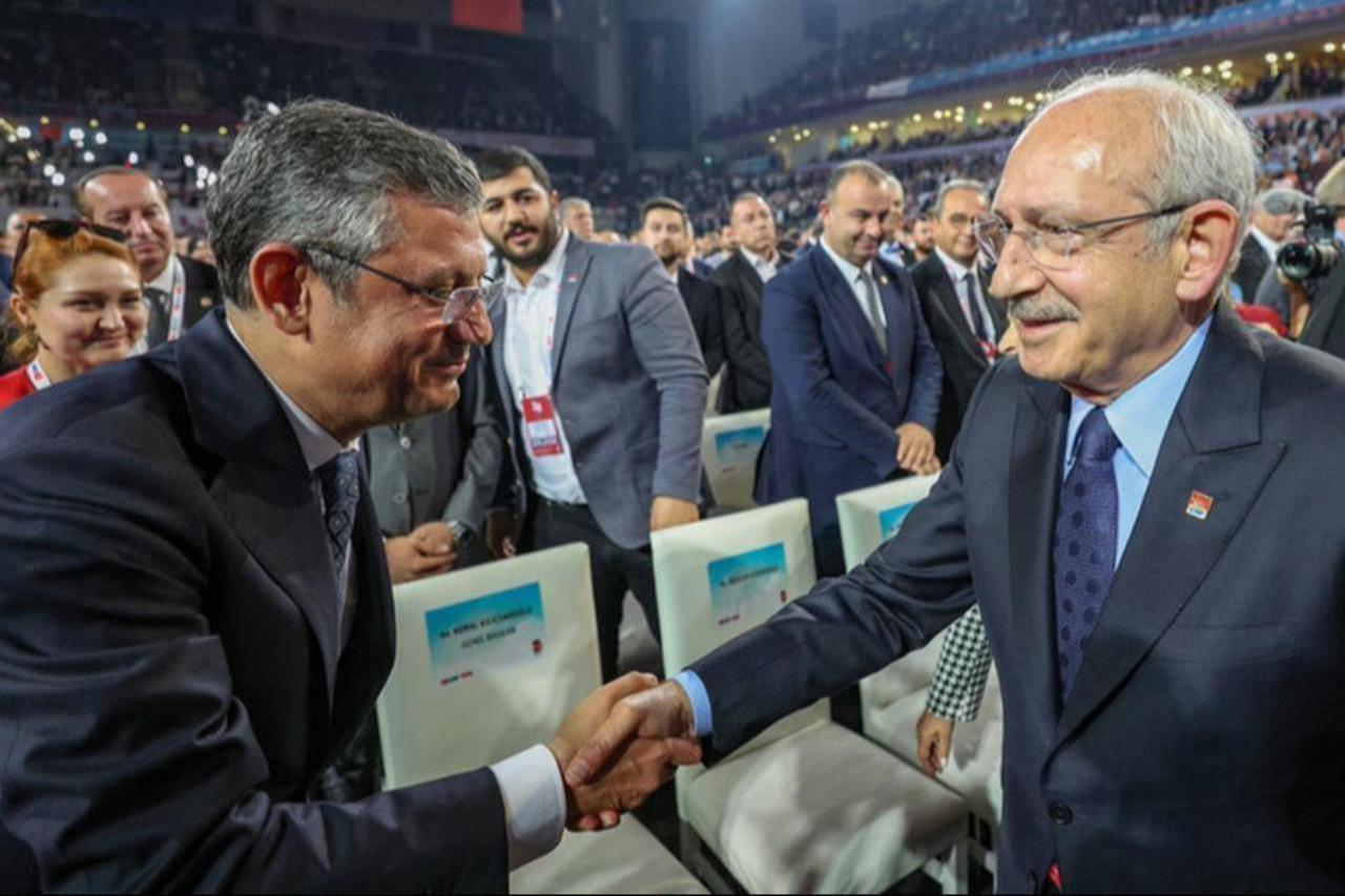 CHP Chairman Ozgur Ozel and main opposition leader Kemal Kilicdaroglu attend 38th CHP Ordinary Congress, Ankara, Türkiye, Nov. 5, 2023. (AA Photo)