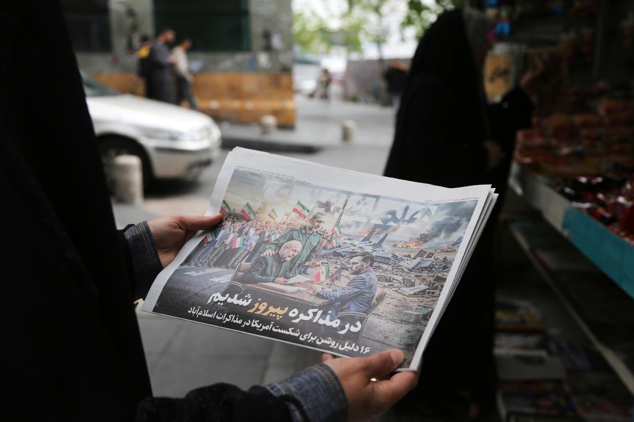 Iranian newspapers widely covered the headlines regarding the Tehran-Washington talks held in Islamabad on April 13, 2026 in Tehran, Iran. (AA Photo)