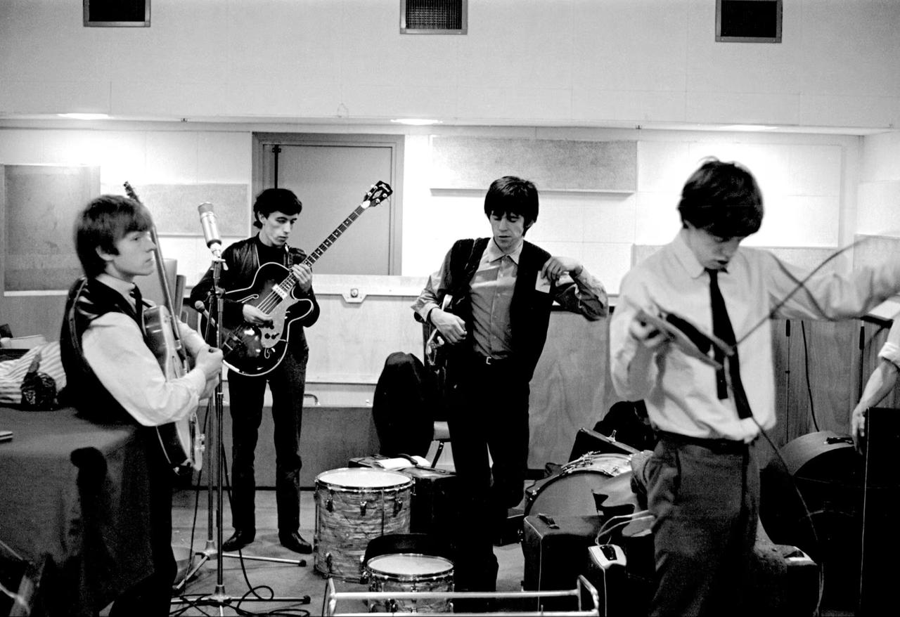 Members of The Rolling Stones are seen at a recording studio in London in an undated archival photo. (Reuters Photo)