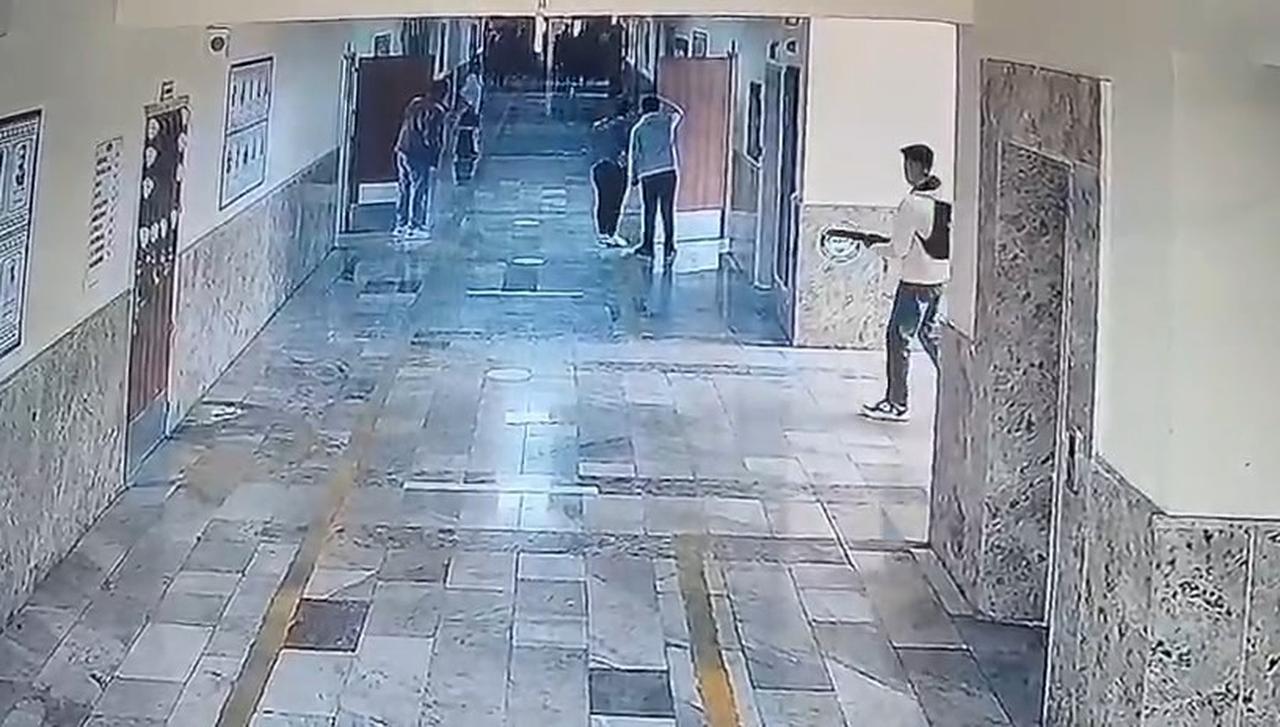 The moment of the armed attack on a high school in Siverek district of Sanliurfa was captured on security camera on April 14, 2026. (IHA Photo)