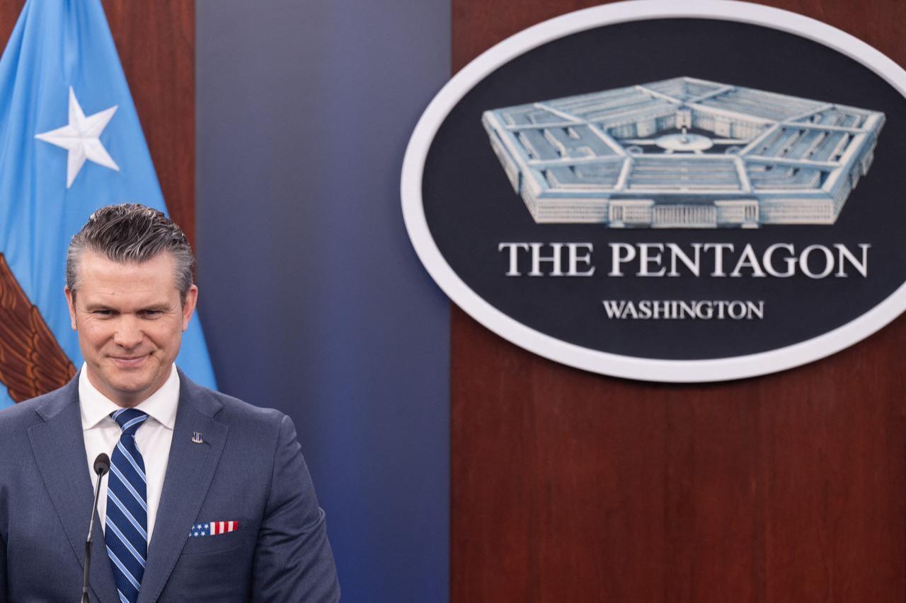 US Secretary of Defense Pete Hegseth speaks during a press briefing at the Pentagon in Washington, DC, April 16, 2026. (AFP Photo)