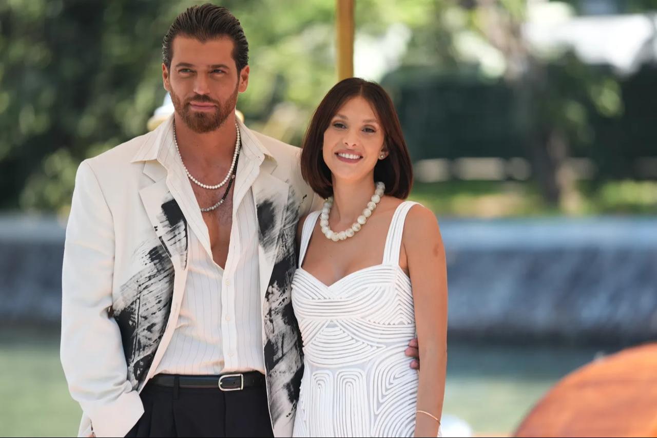 Sara Bluma and Can Yaman at 82th Venice Film Festival in Venice, Italy, Sept. 4, 2025. (AFP Photo)