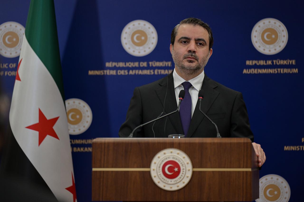 Syrian Foreign Minister Asaad Hassan al-Shaibani attends a joint press conference after his meeting with Turkish Foreign Minister Hakan Fidan (not seen) in Ankara, April 9, 2026. (AA Photo)