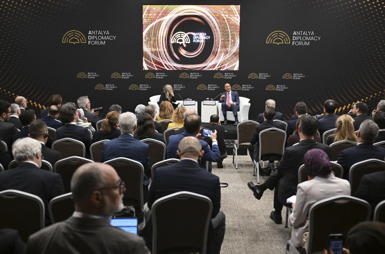U.S. Ambassador to Ankara and Special Representative for Syria, Thomas J. Barrack, speaking at a panel at the 5th Antalya Diplomacy Forum (ADF), April 17, 2026. (AA Photo)
