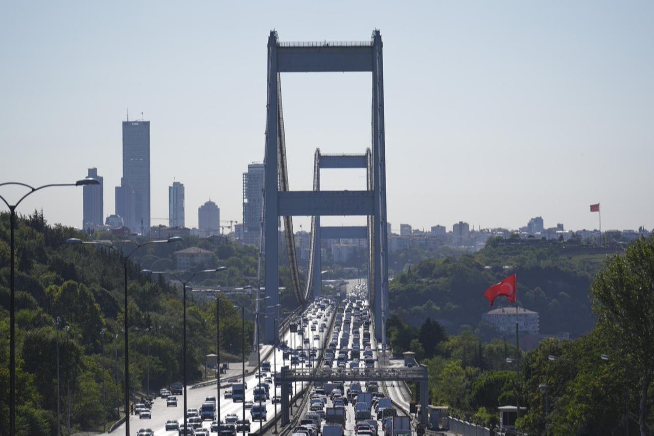 Heavy traffic crosses the Fatih Sultan Mehmet Bridge in Istanbul, Türkiye, Aug. 15, 2024. (AA Photo)