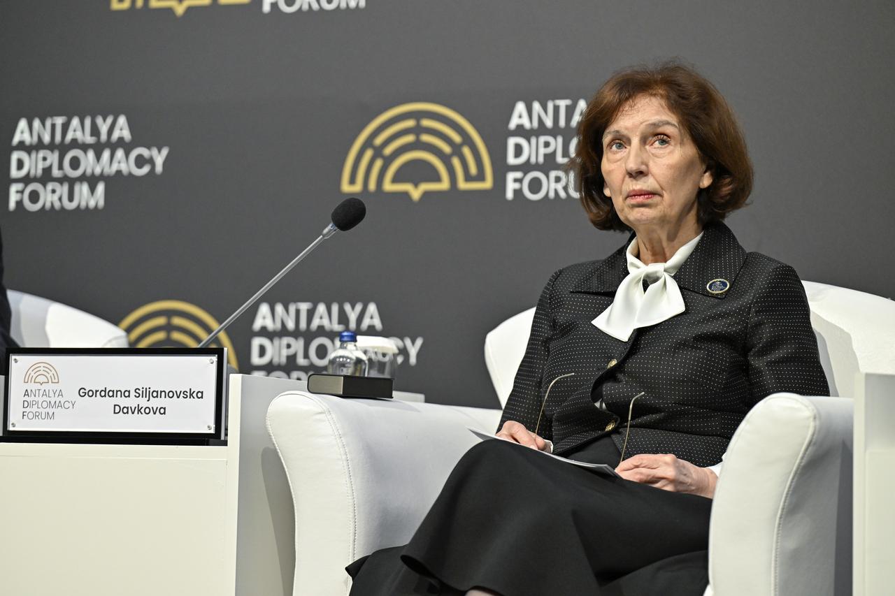 President, Republic of North Macedonia Gordana Siljanovska Davkova attends a panel titled 'Mapping Tomorrow, Managing Uncertainties' within Antalya Diplomacy Forum in Antalya, Türkiye on April 17, 2026. (AA Photo)