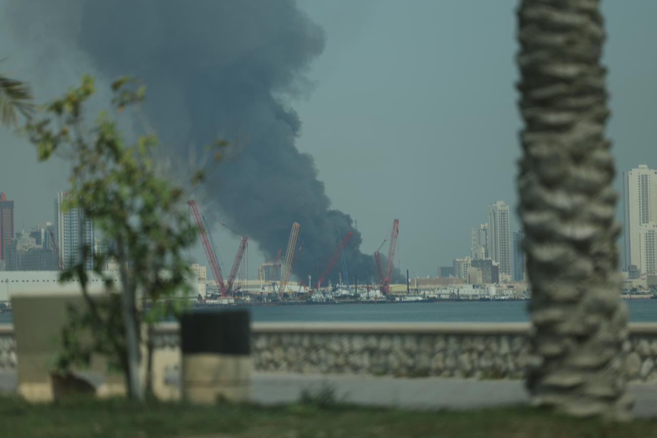 Smoke rises after Iran carried out a missile strike on the main headquarters of the U.S. Navy’s 5th Fleet in Manama in retaliation against US-Israeli attacks, in Bahrain February 28, 2026. (AA Photo)
