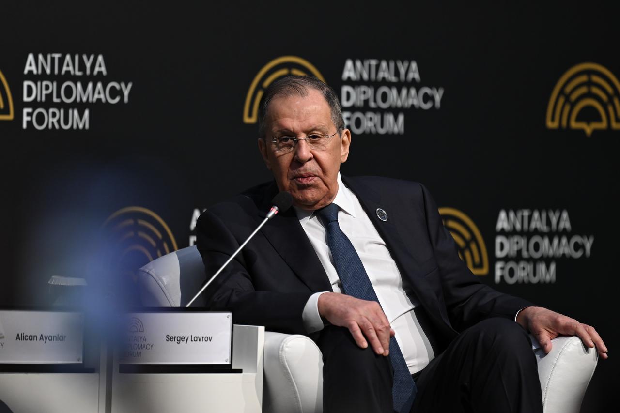 Russian Foreign Minister Sergey Lavrov speaks at a panel within the Antalya Diplomacy Forum, held in Antalya, Türkiye, April 18, 2026. (AA Photo)