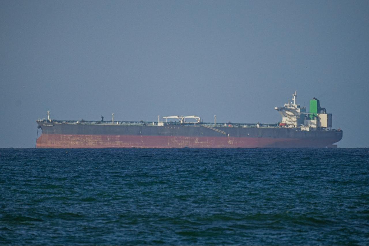A view of the vessels passing through Strait of Hormuz following the two-week temporary ceasefire, seen in Oman on April 8, 2026. (AA Photo)