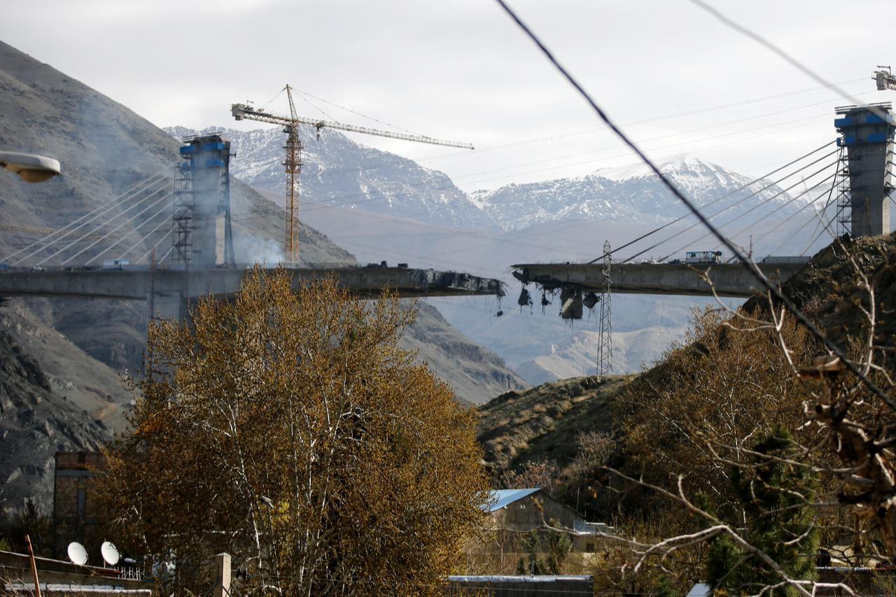 Significant sections of the B1 Bridge are seen destroyed after an airstrike attributed to the United States and Israel targeted the site near Tehran, in Karaj, Iran, April 3, 2026. (AA Photo)
