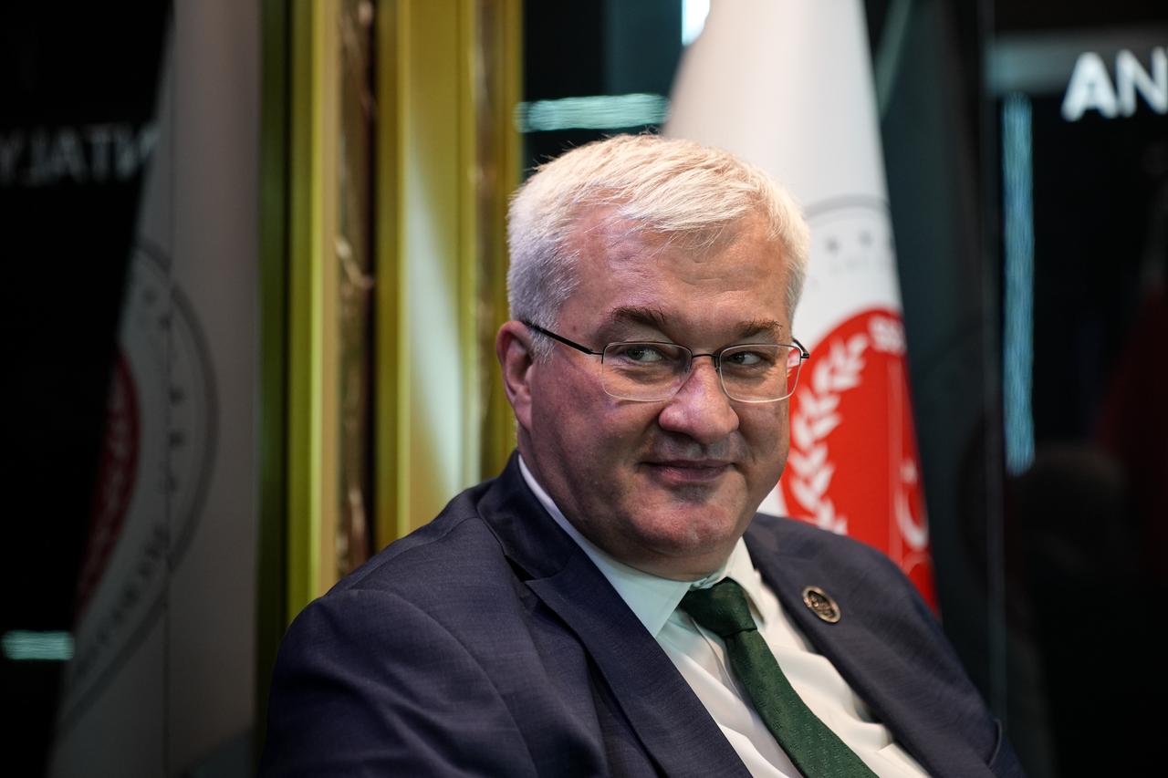 Andrii Sybiha, Ukrainian Foreign Minister, speaks during an exclusive interview at the Antalya Diplomacy Forum 2026 on April 17, 2026, in Antalya, Türkiye. (AA Photo)