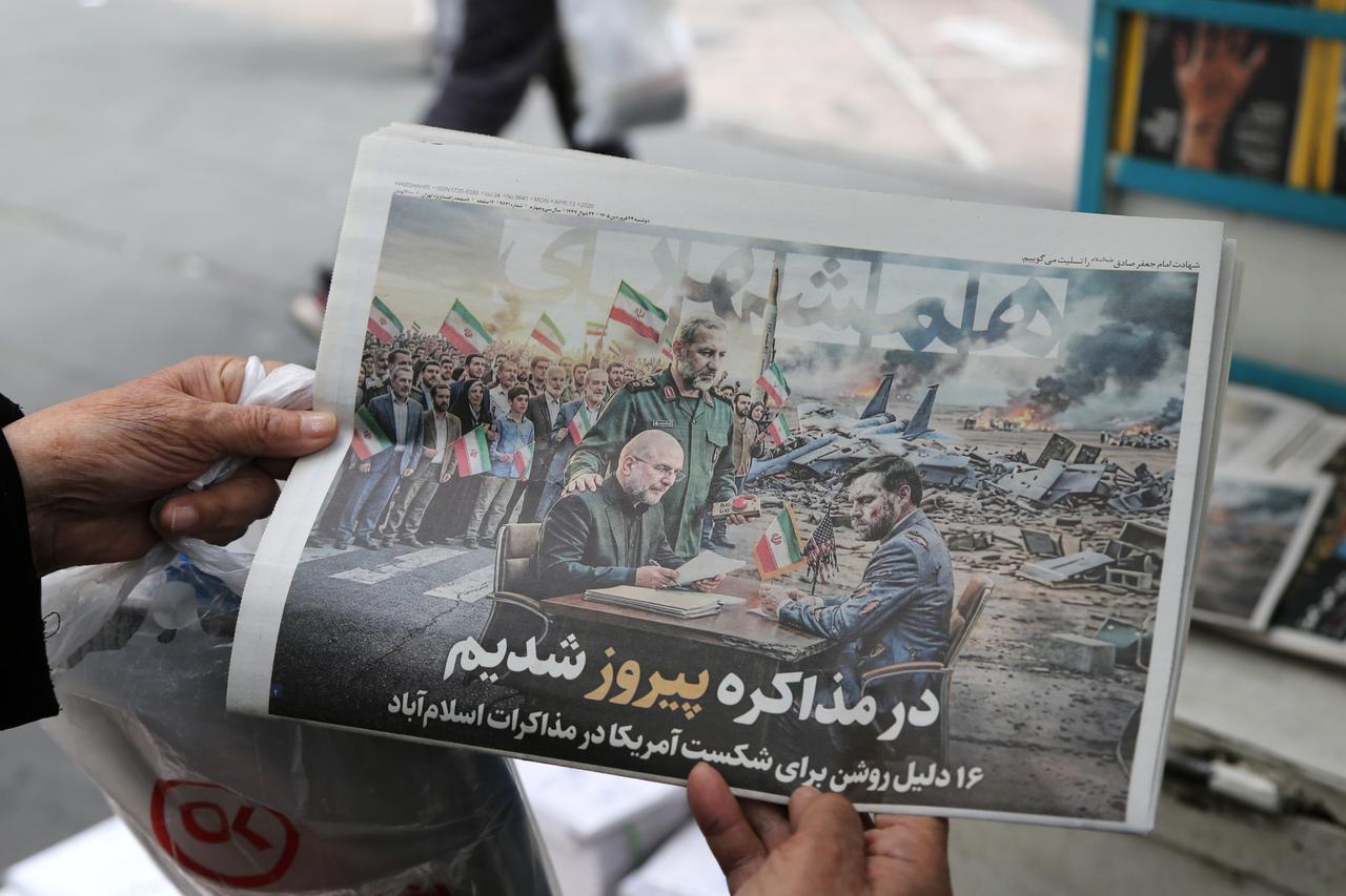 Iranian newspapers widely covered the headlines regarding the Tehran-Washington talks held in Islamabad on April 13, 2026, in Tehran, Iran. (AA Photo)