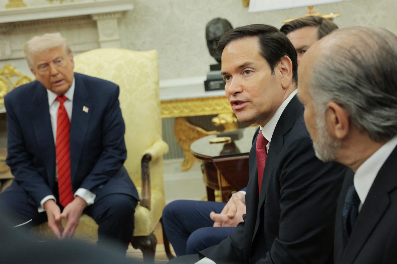 United States Secretary of State Marco Rubio speaks during a meeting between U.S. President Donald Trump and Canadian Prime Minister Mark Carney in the Oval Office at the White House in Washington, U.S. on May 6, 2025. (AFP Photo)