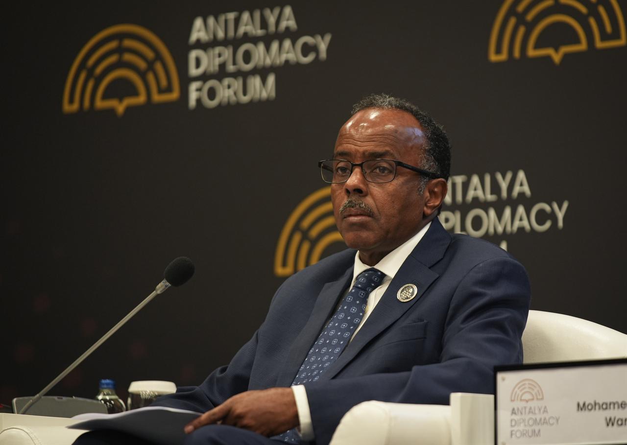 Ali Mohamed Omar, State Minister for Foreign Affairs and International Cooperation, Federal Republic of Somalia, attends a panel at the Antalya Diplomacy Forum in Antalya, April 18, 2026. (AA Photo)