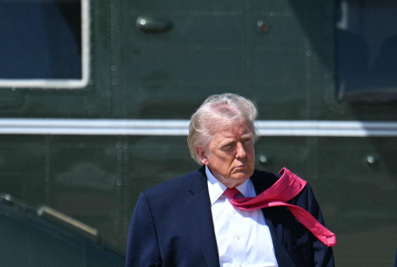 US President Donald Trump walks to board Air Force One at Joint Base Andrews in Maryland on April 16, 2026. (AFP Photo)