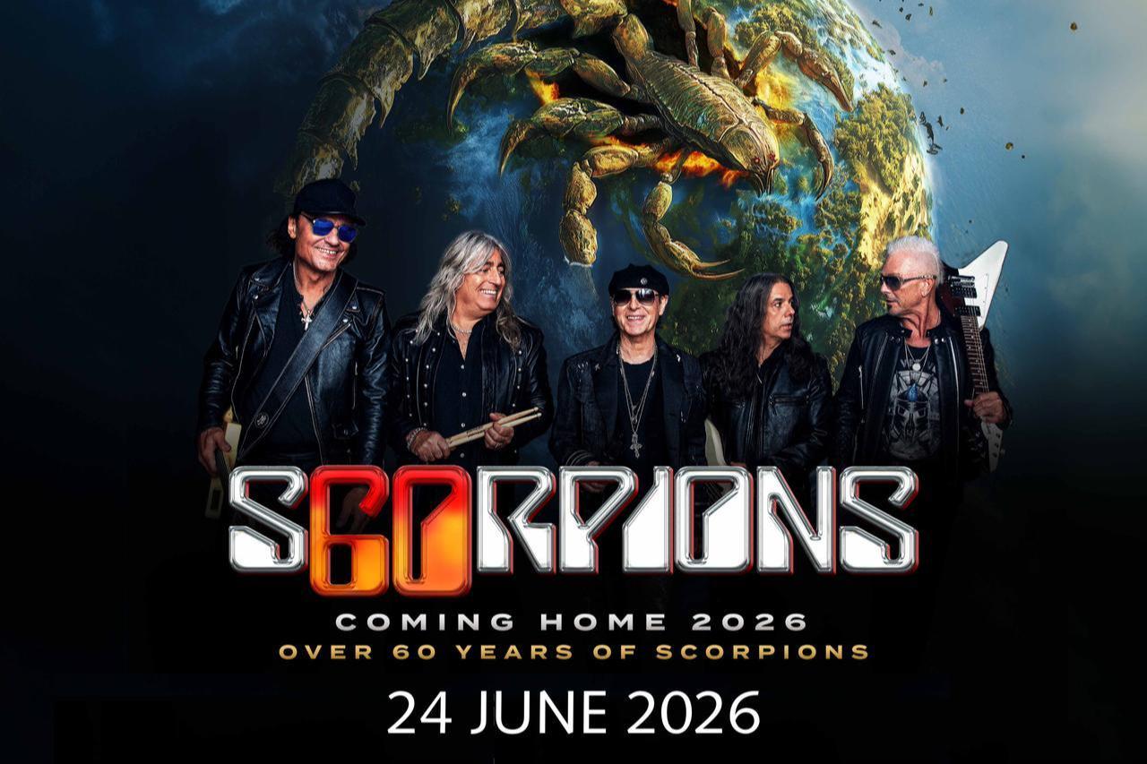 Poster for Scorpions’ “Coming Home 2026 – Over 60 Years of Scorpions” tour, announcing the June 24, 2026, concert at Besiktas Tupras Stadium in Istanbul, Türkiye. (Courtesy of BKM)