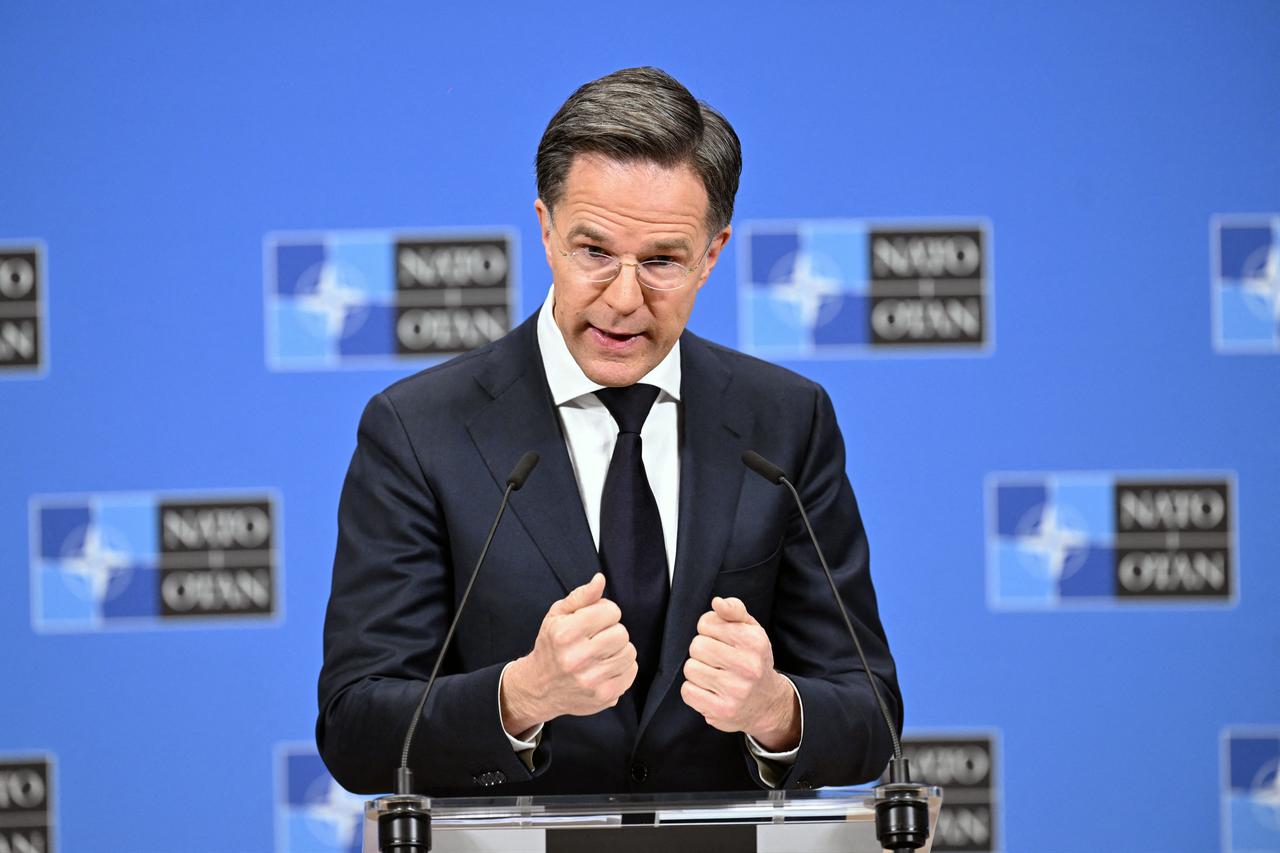 NATO Secretary General Mark Rutte gives a press conference about NATO's general annual report in Brussels, Belgium on March 26, 2026. (AFP Photo)