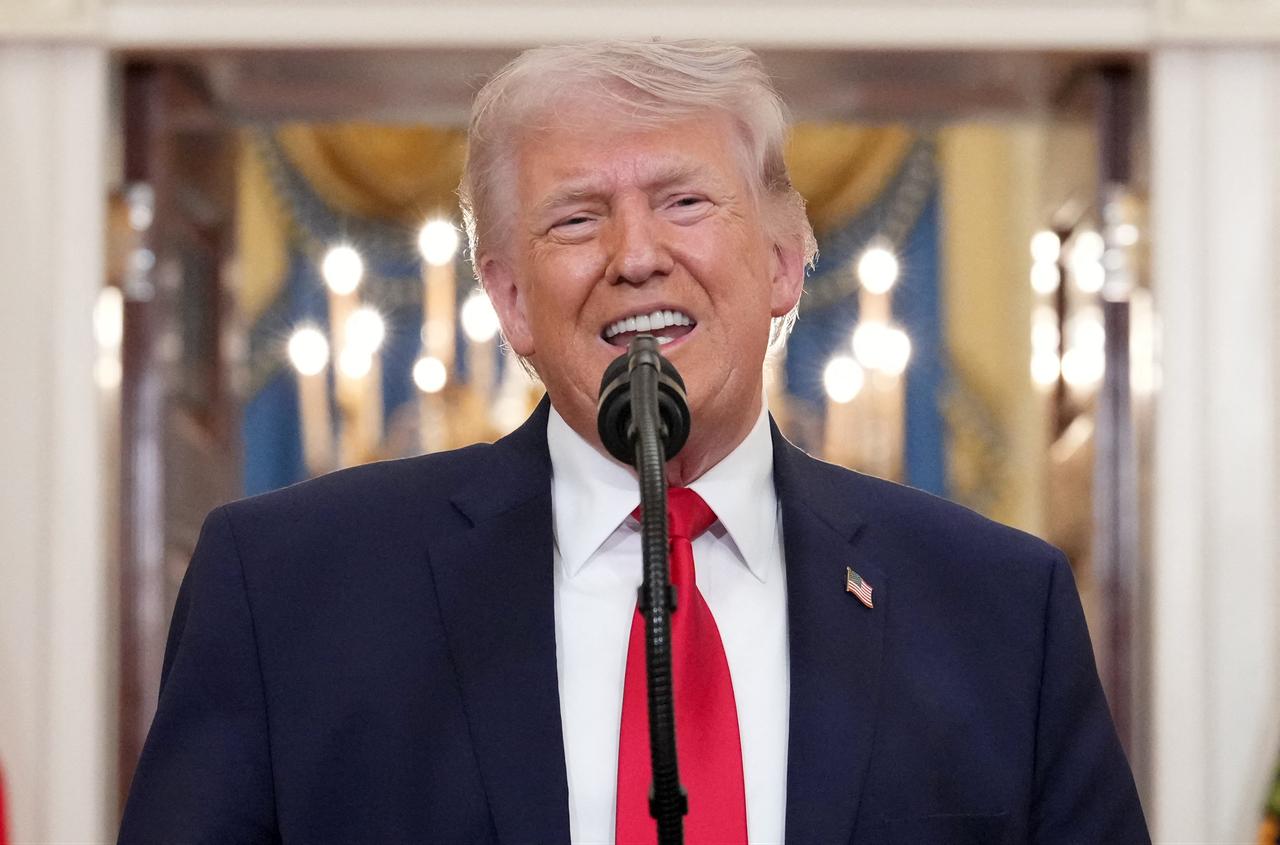 US President Donald Trump speaks during a televised address on the conflict in the Middle East from the Cross Hall of the White House in Washington, DC, April 1, 2026. (AFP Photo)