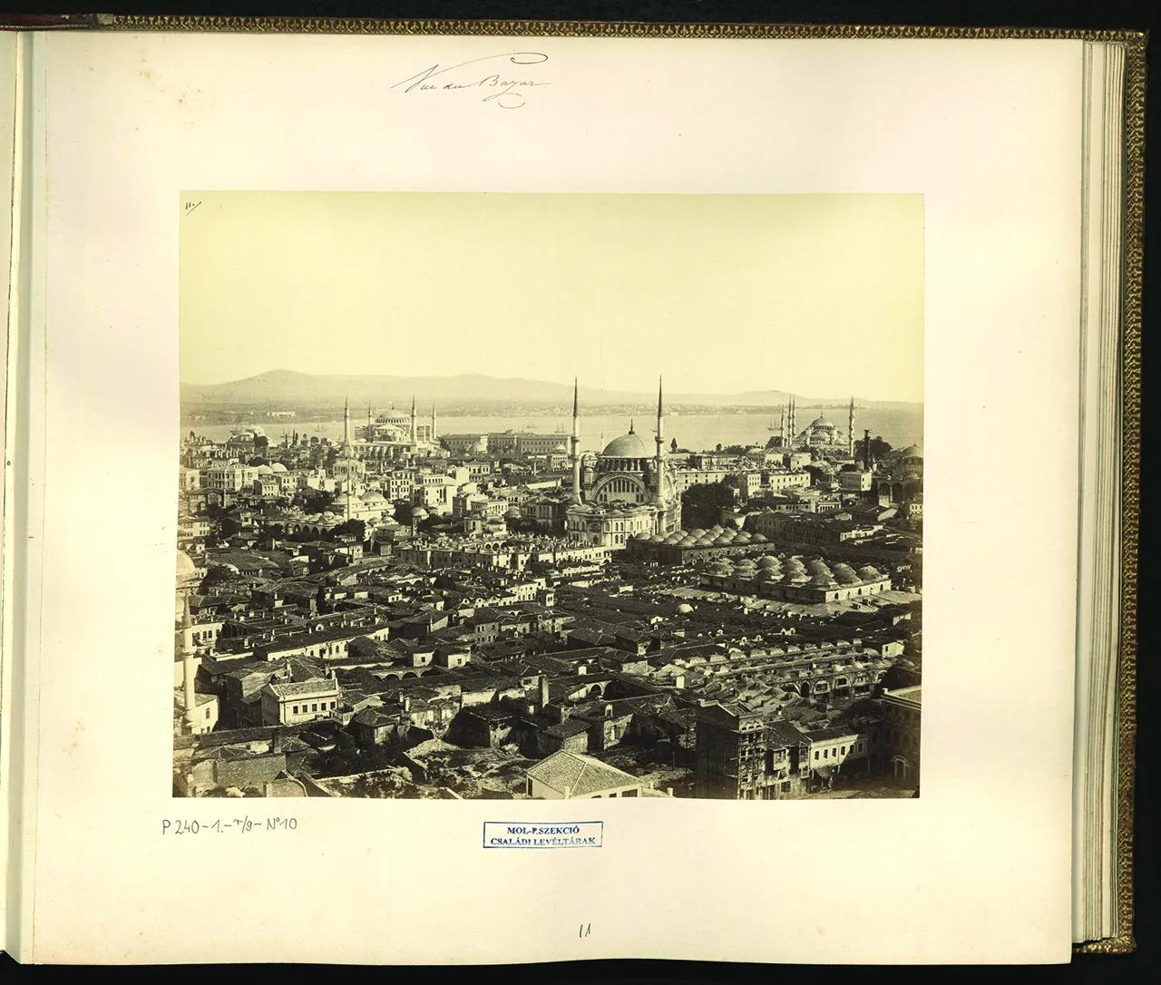 A panoramic 19th-century view of Istanbul’s Historic Peninsula, featuring prominent Ottoman landmarks such as major imperial mosques and densely built urban quarters, captured in the 1850s. (Photo via Türkiye daily)