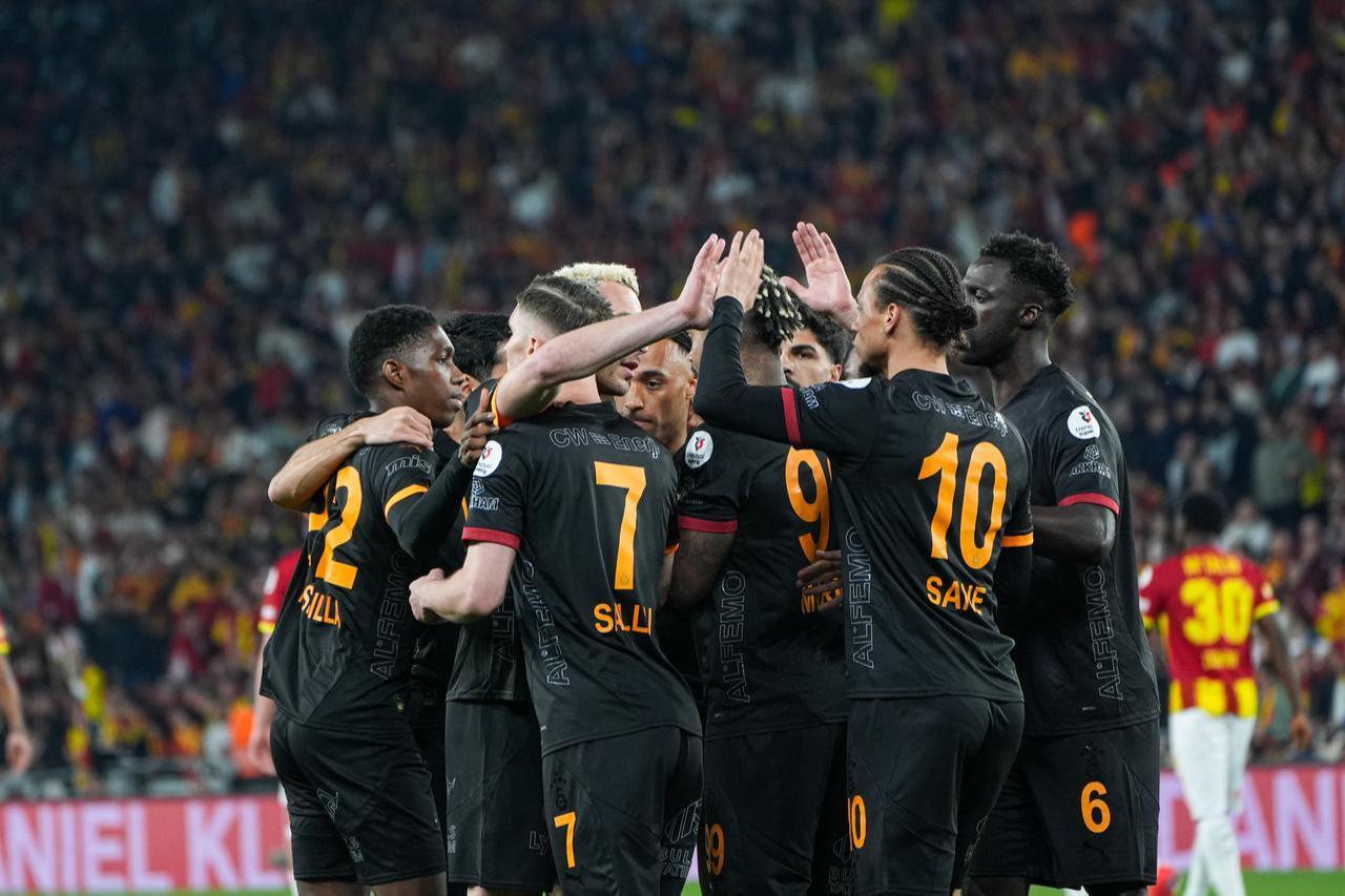 Galatasaray player Baris Alper Yilmaz (53) celebrates after scoring a goal during the Trendyol Super Lig football match against Goztepe, Izmir, Türkiye, April 8, 2026. (AA Photo)