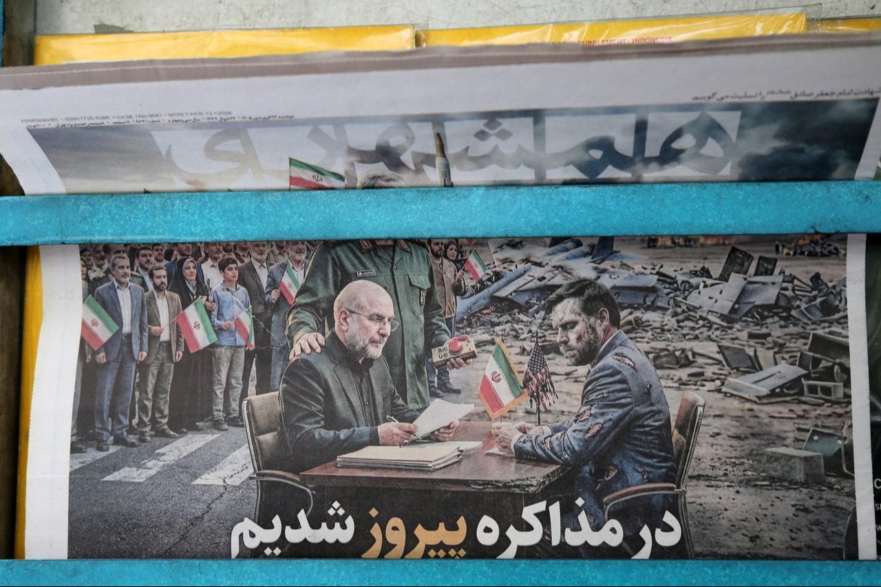 Iranian newspapers widely covered the headlines regarding the Tehran-Washington talks held in Islamabad on April 13, 2026, in Tehran, Iran. (AA Photo)