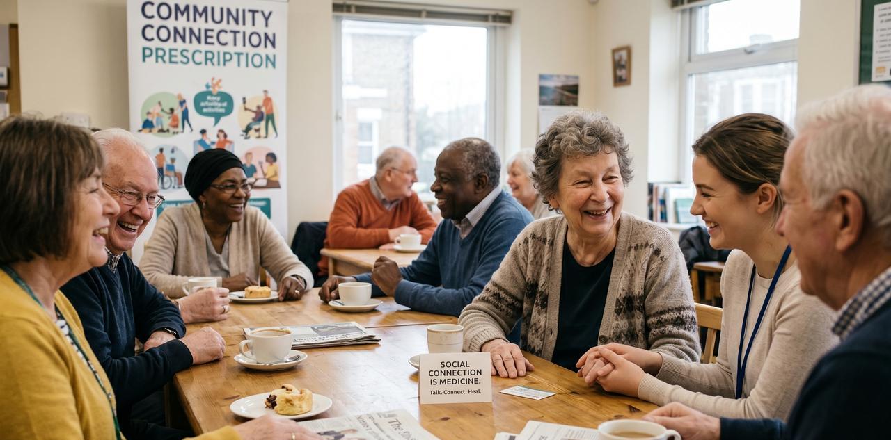 Older adults gather for a community connection meeting in an undated AI-generated image. (Photo generated by Gemini)