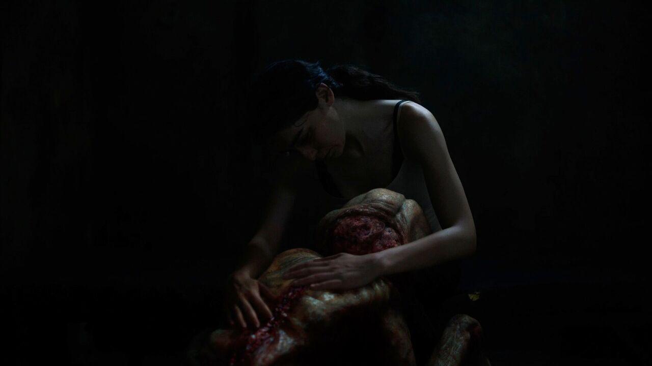 Hazar Erguclu appears in a dark, emotionally intense scene from "Mutter: The Diary of a Mother." (Photo via 2026 Tribeca Festival)