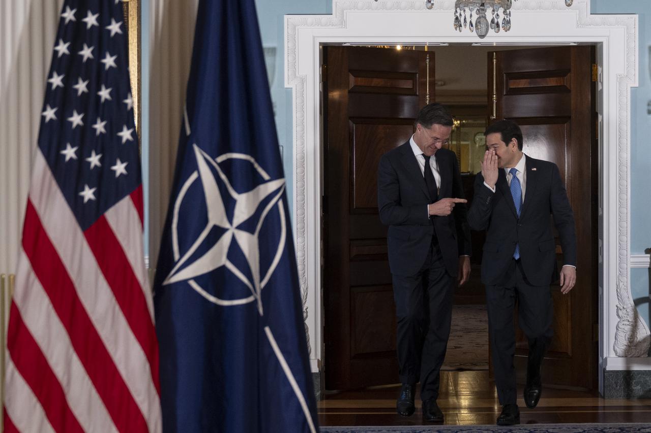 U.S. Secretary of State Marco Rubio meets with Secretary General of the NATO Mark Rutte at the Department of State in Washington DC, United States, April 8, 2026. (AA Photo)