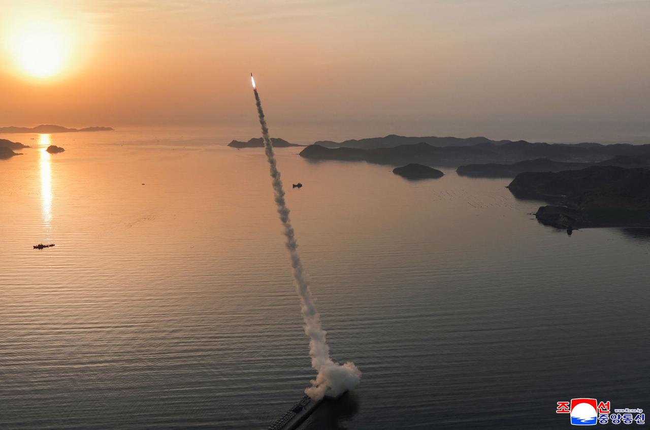 This picture taken on April 19, 2026 and released by North Korea's official Korean Central News Agency (KCNA) on April 20, 2026 shows the test-fire of a ballistic missile at an undisclosed location in North Korea. (AFP Photo)