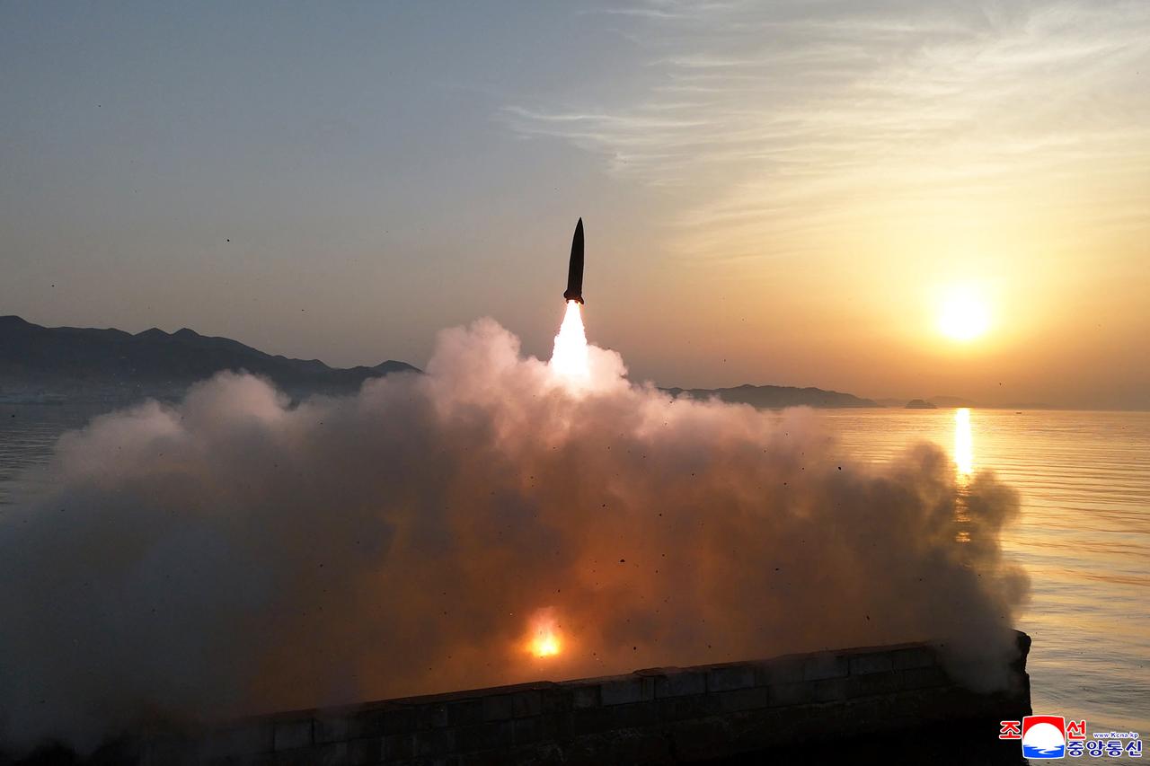 This picture taken on April 19, 2026 and released by North Korea's official Korean Central News Agency (KCNA) on April 20, 2026 shows the test-fire of a ballistic missile at an undisclosed location in North Korea. (AFP Photo)