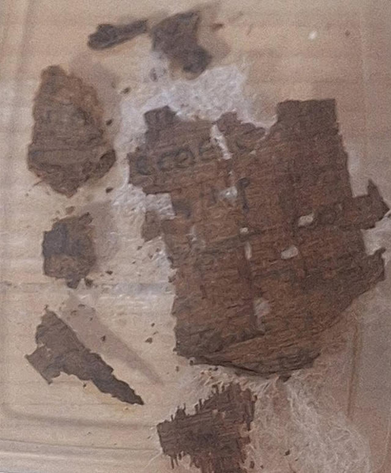 Papyrus fragment identified as part of Homer’s Iliad, recovered from inside a mummy during excavations in Oxyrhynchus, Egypt, April 18, 2026. (Photo via University of Barcelona)