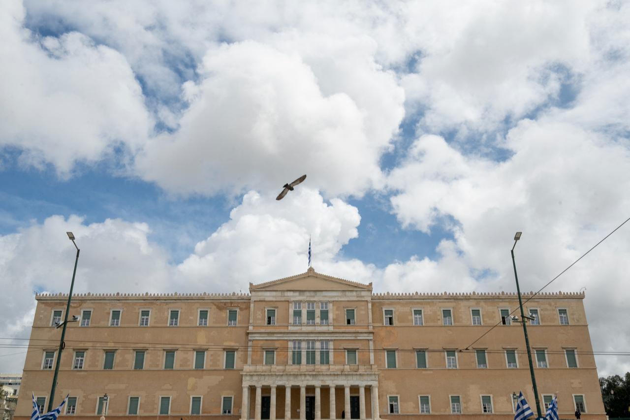 This photograph shows a view of the Greek Parliament building on April 3, 2026. (AFP Photo)