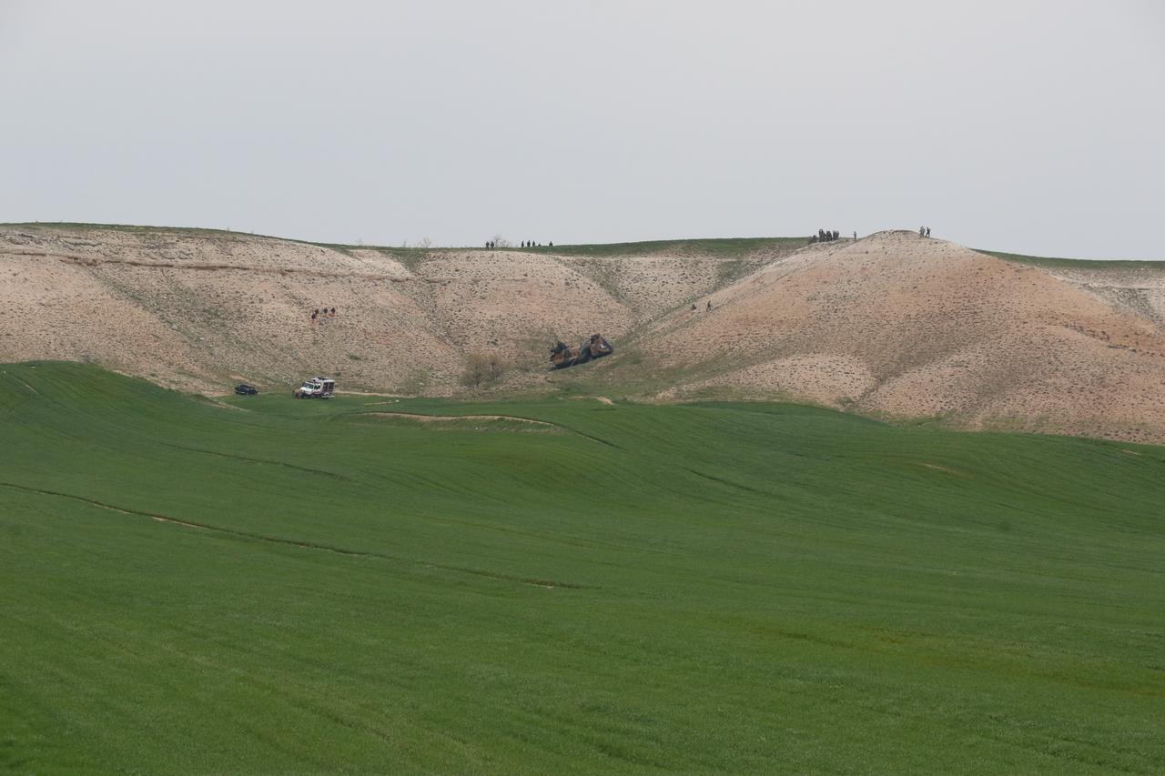 The photo shows the crash site of a CH-47 heavy transport helicopter belonging to the Army Aviation Command, which had made a hard landing during a training flight in Ankara. (IHA Photo)