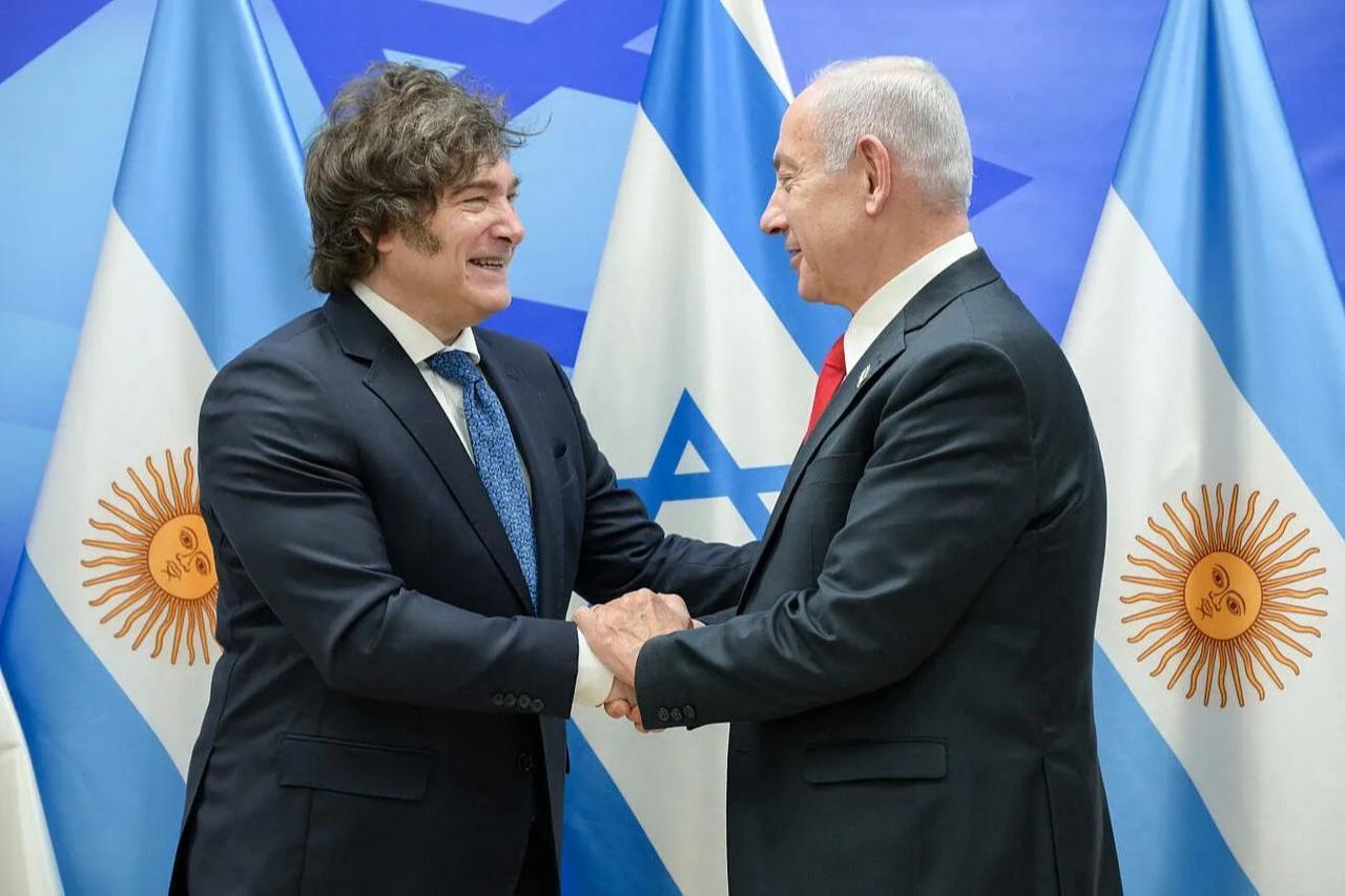 Israeli Prime Minister Benjamin Netanyahu meets with Argentine President Javier Milei in Jerusalem, June 10, 2025. (Photo via X)