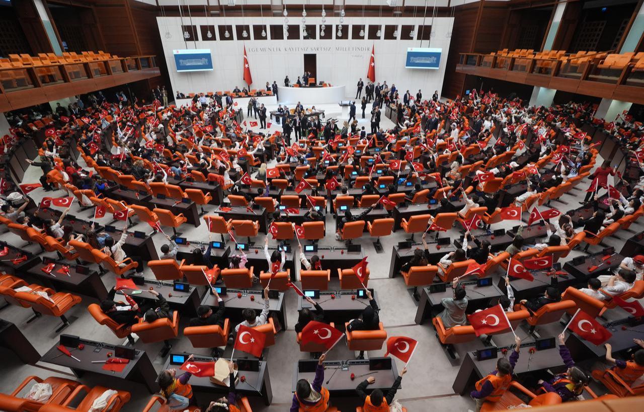 Children hold special session at Grand National Assembly of Türkiye (Turkiye Buyuk Millet Meclisi), Ankara, Türkiye, April 22, 2026. (AA Photo)